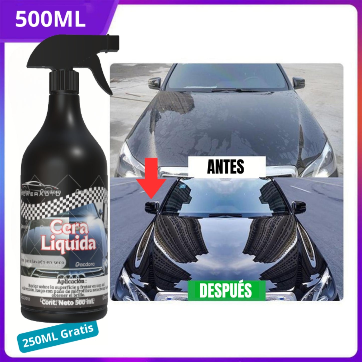 Líquido Cristalizador Revestimiento Hidrofóbico 5 en 1 - Compra 250ml Lleva 500ml